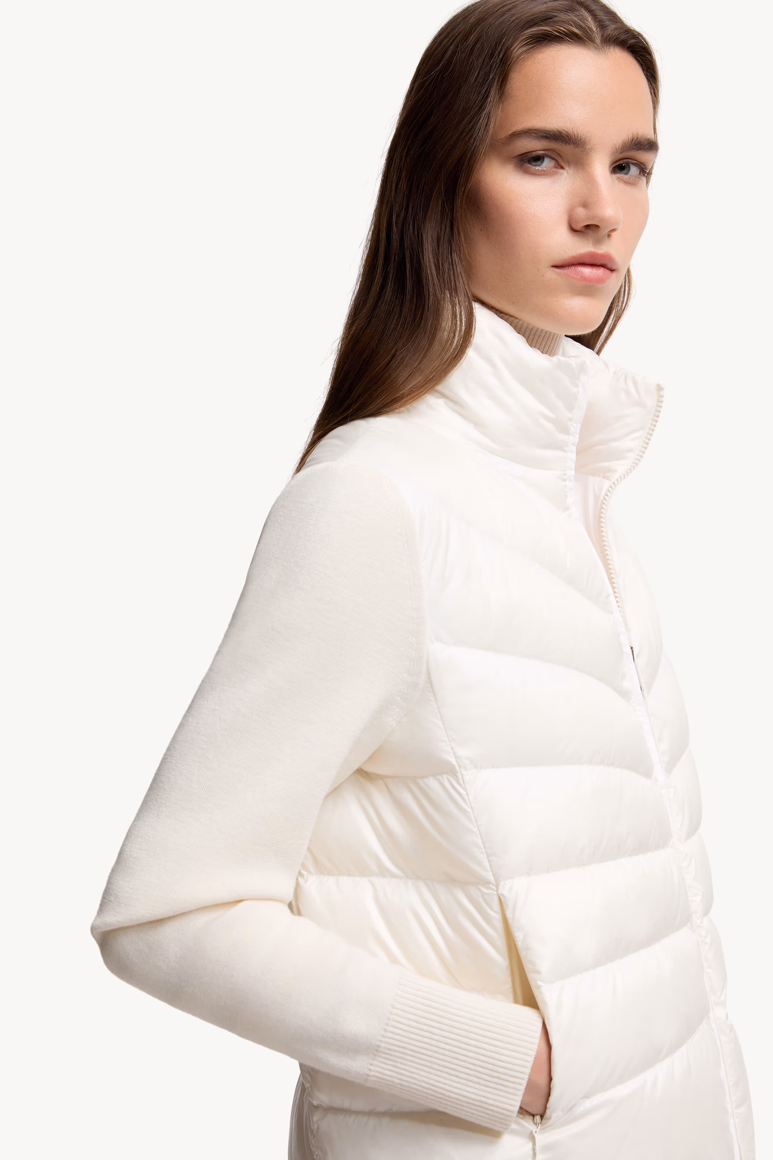 Cardigan matelassé en laine Femmes Blanc Moncler 6
